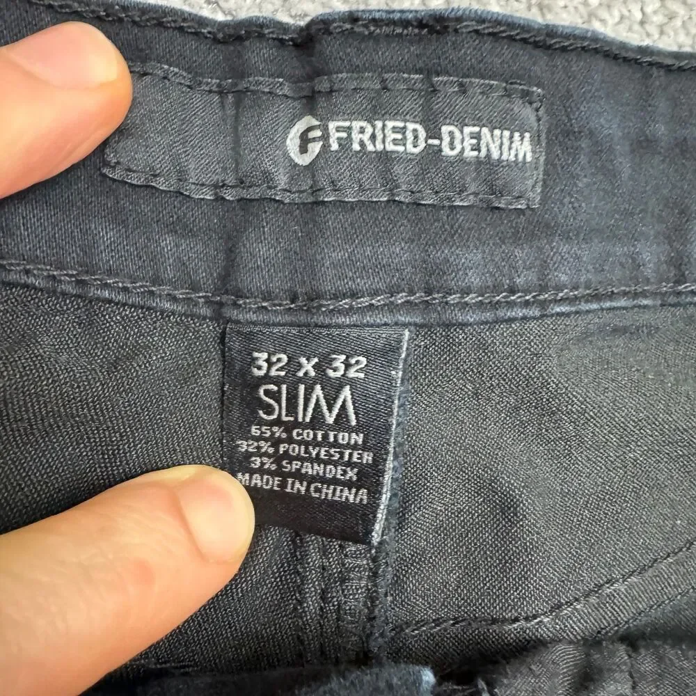 G Fried Slim Fit Straight Moto Denim Jeans Men 32x32 Black Paneled Biker Stretch